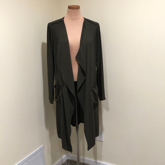 Trouve Dark Green Open Front Jacket - Picture 2 of 9